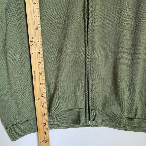 Vintage JG Hook Merino Wool Cardigan Women L Olive Green Full Zip Retro Cottage - Picture 5 of 8